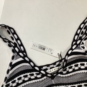 Alice + Olivia Black and White Crochet Top